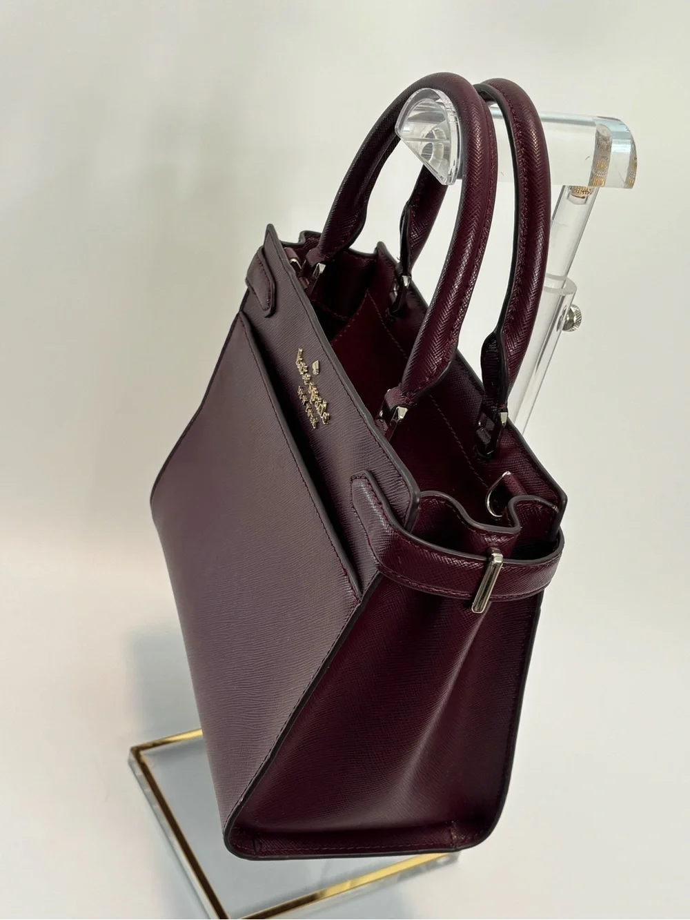 KATE SPADE ($359) Staci Small Satchel Bag in Cherrywood Saffiano Leather